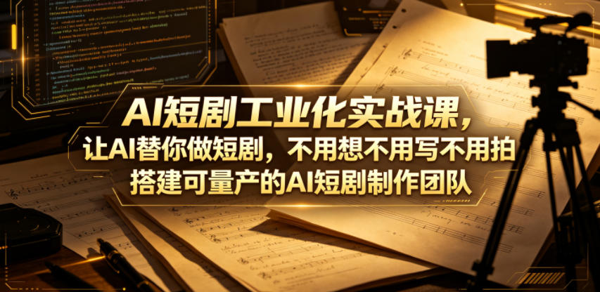 AI短剧工业化实战课,让AI替你做短剧,不用想不用写不用拍,搭建可量产的AI短剧制作团队-52项目站
