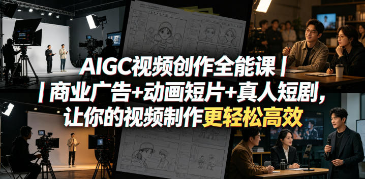 AIGC视频创作全能课|商业广告+动画短片+真人短剧,让你的视频制作更轻松高效-52项目站