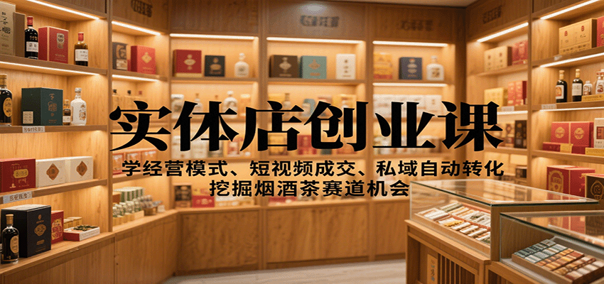 实体店创业课：学经营模式、短视频成交、私域自动转化，挖掘烟酒茶赛道机会-52项目站