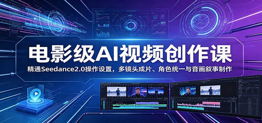 电影级AI视频创作课:精通Seedance2.0操作设置,多镜头成片、角色统一与音画叙事制作-52项目站