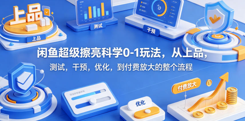 闲鱼超级擦亮科学0-1玩法，从上品，测试，干预，优化，到付费放大的整个流程-52项目站