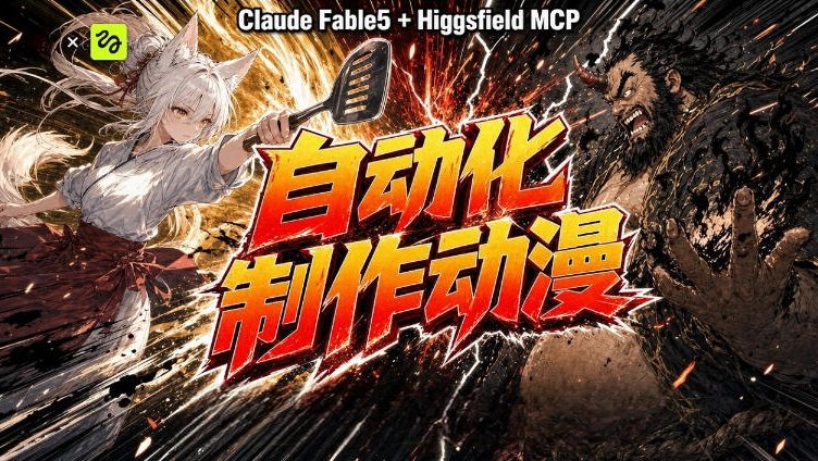 AI自动化动漫制作！Claude Fable 5接入Higgsfield MCP，直接生成完整创意内容-52项目站