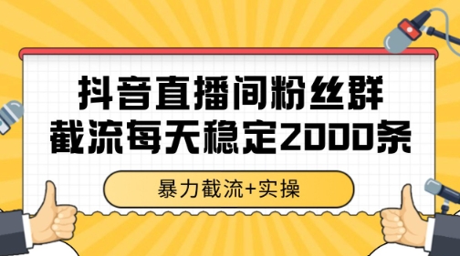 抖音直播间粉丝群暴力截流,一台电脑每天稳定2000条数据【揭秘】-52项目站