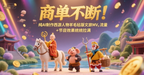 商单不断！纯AI制作西游人物羊毛毡版文旅MV，流量+节目效果统统拉满-52项目站
