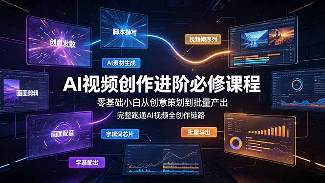 AI视频创作进阶必修课程:零基础小白从创意策划到批量产出,完整跑通AI视频全创作链路-52项目站