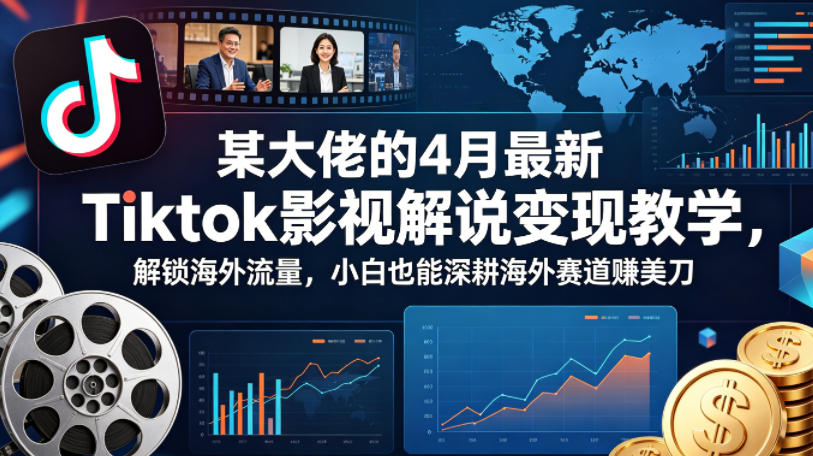 某大佬的4月最新Tiktok影视解说变现教学，解锁海外流量，小白也能深耕海外赛道賺美刀-52项目站