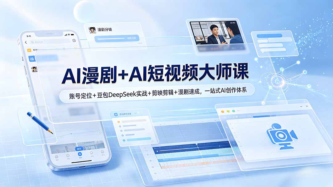 AI漫剧+AI短视频大师课:账号定位+豆包DeepSeek实战+剪映剪辑+漫剧速成,一站式AI创作体系-52项目站