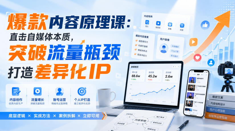 爆款内容原理课：直击自媒体本质，突破流量瓶颈打造差异化IP-52项目站