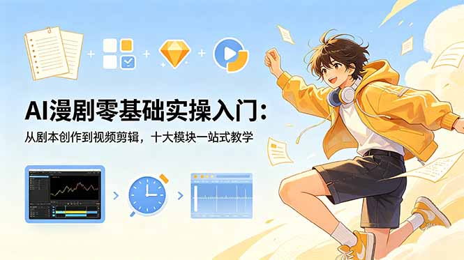 AI漫剧零基础实操入门:从剧本创作到视频剪辑,十大模块一站式教学-52项目站