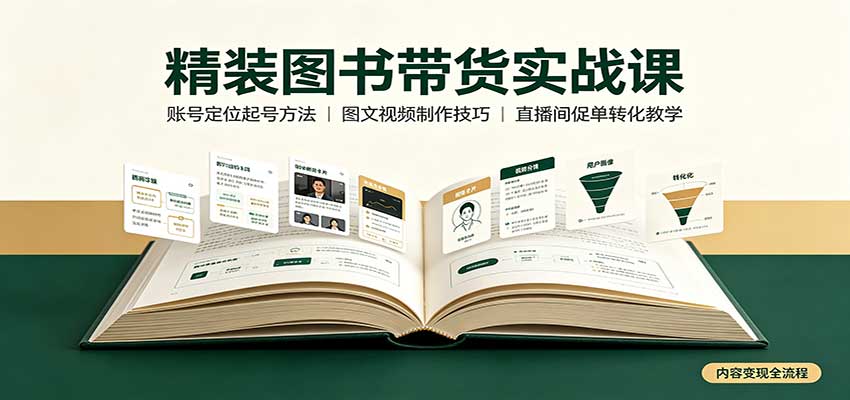 精装图书带货实战课：账号定位起号方法，图文视频制作，促单转化教学-52项目站