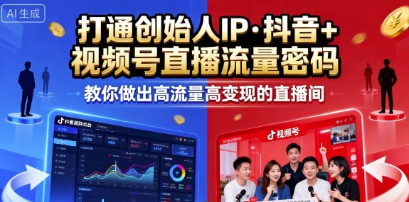 25年直播9-10两期线下课，打通创始人IP，抖音+视频号直播流量密码，教你做出高流量高变现的直播间-52项目站