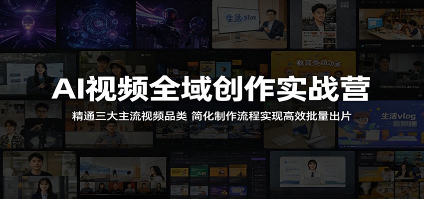 AI视频全域创作实战营:精通三大主流视频品类,简化制作流程实现高效批量出片-52项目站
