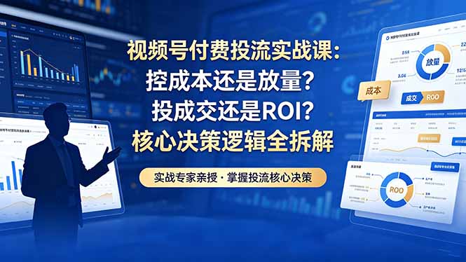 视频号付费投流实战课-5月：控成本还是放量？投成交还是ROI？核心决策逻辑全拆解-52项目站