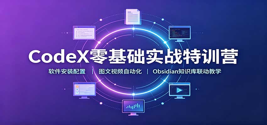 CodeX零基础实战特训营：软件安装配置，图文视频自动化，Obsidian知识库联动教学-52项目站