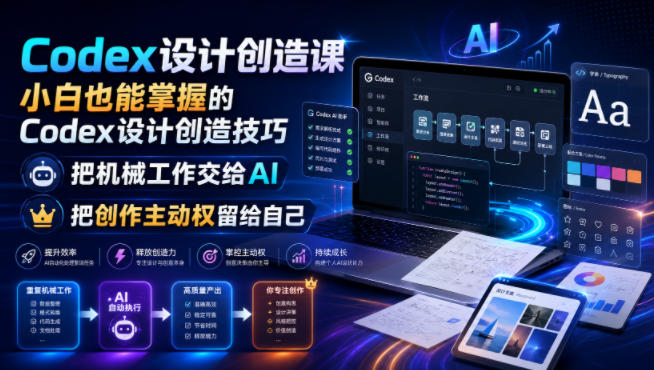Codex设计创造课，小白也能掌握的Codex设计创造技巧，把机械工作交给AI，把创作主动权留给自己-52项目站