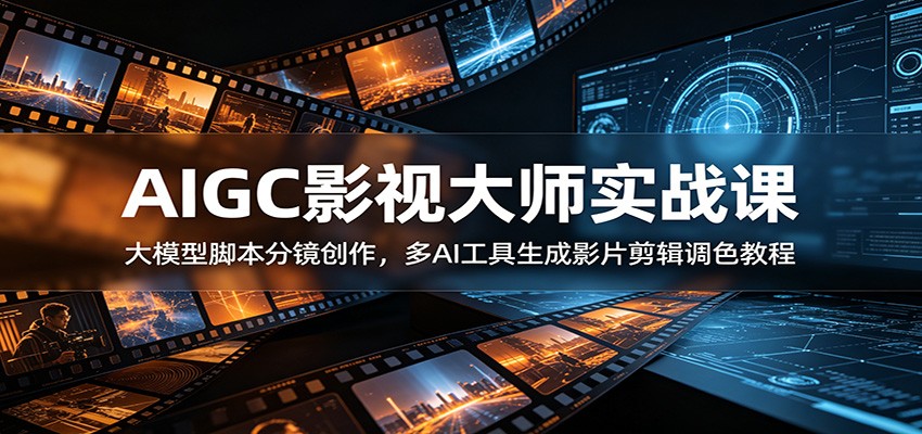 AIGC影视大师实战课:大模型脚本分镜创作,多AI工具生成影片剪辑调色教程-52项目站