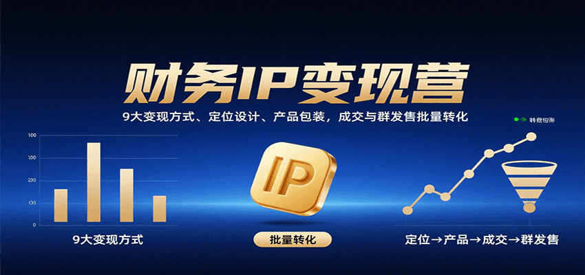 财务IP变现营:9大变现方式、定位设计、产品包装,成交与群发售批量转化-52项目站