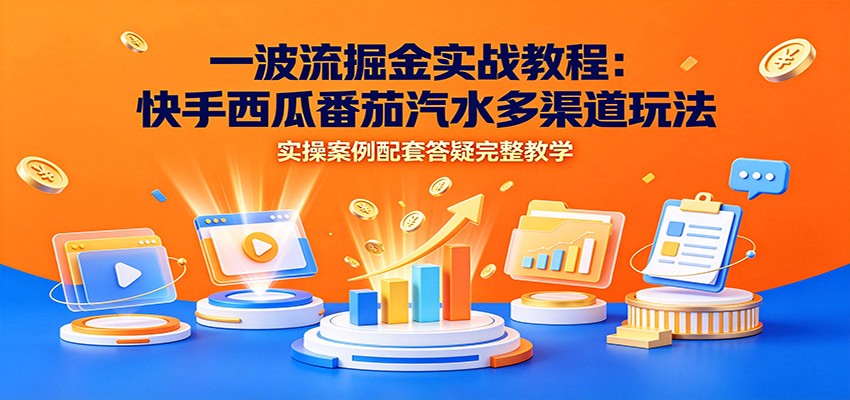 一波流掘金实战教程：快手西瓜番茄汽水多渠道玩法，实操案例配套答疑完整教学-52项目站