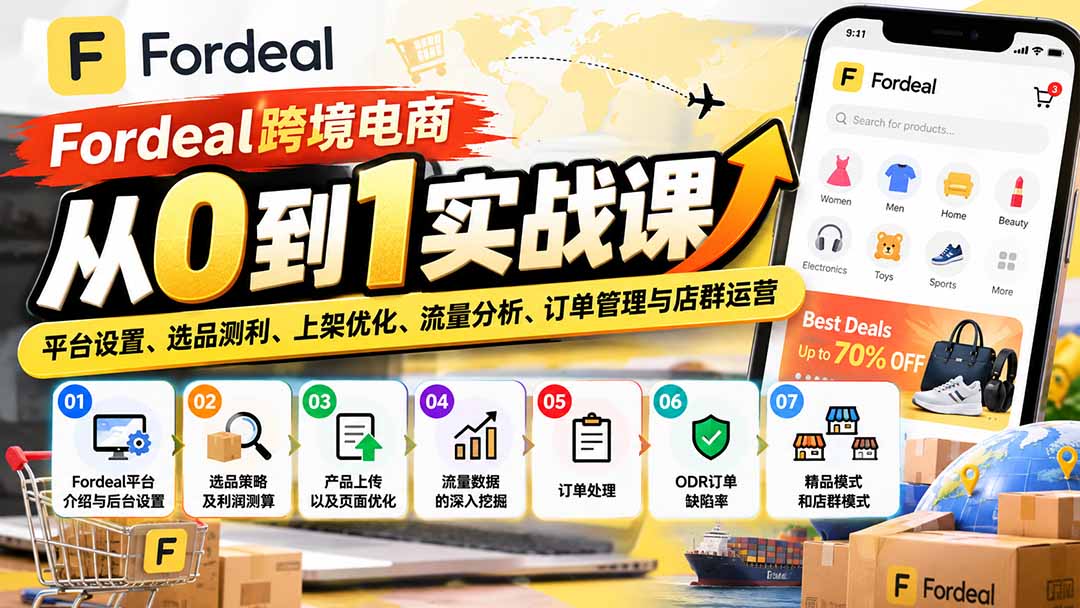 Fordeal跨境电商从0到1实战课：平台设置、选品测利、上架优化、流量分析、订单管理与店群运营-52项目站
