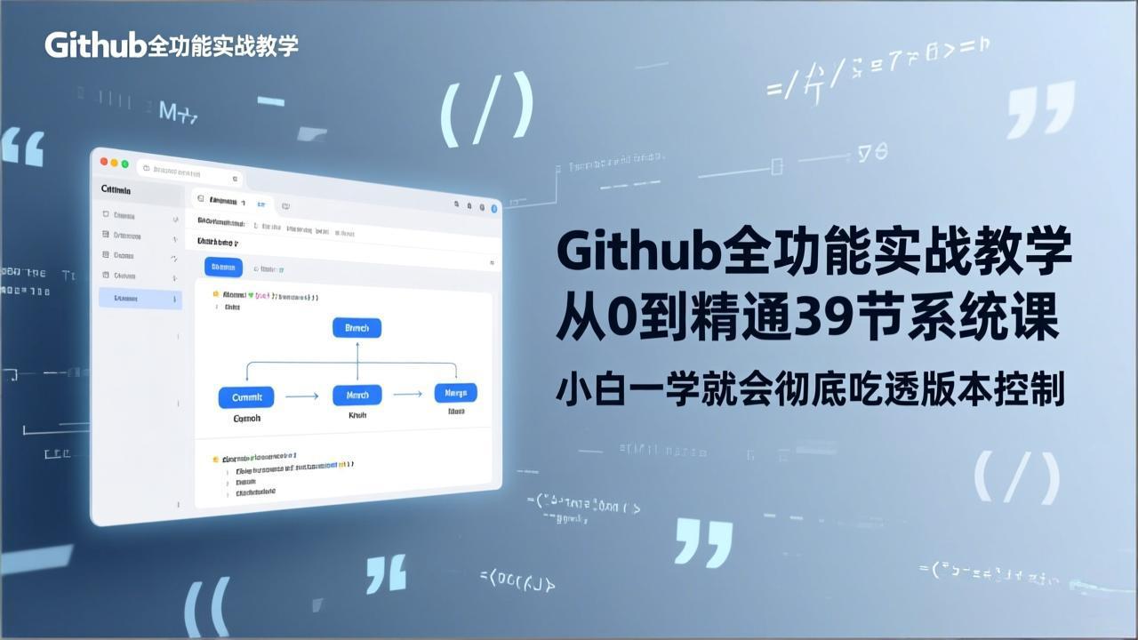 GitHub-全功能实战教学,从0到精通39节系统课,小白一学就会彻底吃透版本控制-52项目站