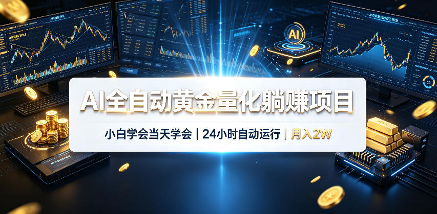 AI全自动黄金量化躺賺项目，24小时自动运行，月入2W！-52项目站