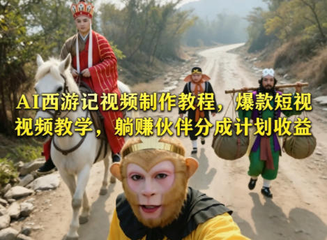 AI西游记视频制作教程，爆款短视频教学，躺賺伙伴分成计划收益-52项目站