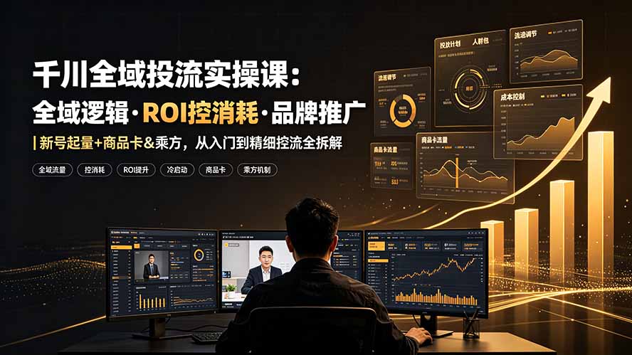 千川全域投流实操课：全域逻辑·ROI控消耗·品牌推广｜新号起量+商品卡&乘方，从入门到精细控流全拆解-52项目站
