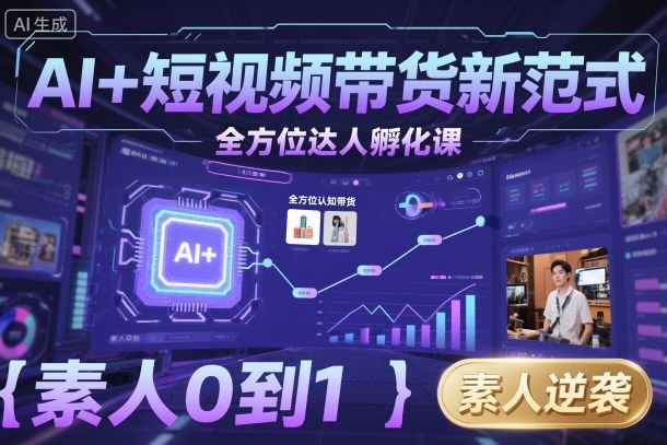 AI+短视频带货新范式全方位达人孵化课,素人也可以从0到1,全方位认知短视频带货-52项目站