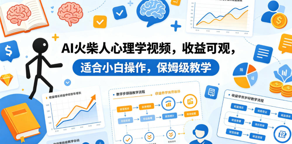 AI火柴人心理学视频，收益可观，适合小白操作，保姆级教学-52项目站