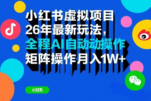 小红书虚拟项目26年最新玩法，全程AI自动操作，矩阵操作月入1W＋【揭秘】-52项目站