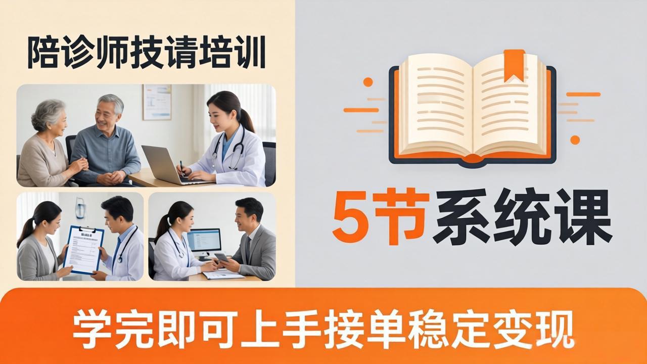 想做陪诊师不知从何下手？5节系统课教你掌握核心技能，学完即可上手接单稳定变现-52项目站