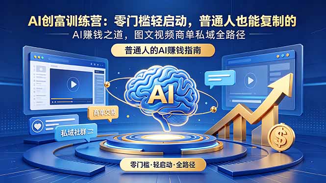 AI创富训练营:零门槛轻启动,普通人也能复制的AI赚钱之道,图文视频商单私域全路径-52项目站