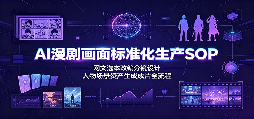 AI漫剧画面标准化生产SOP：网文选本改编分镜设计，人物场景资产生成成片全流程-52项目站