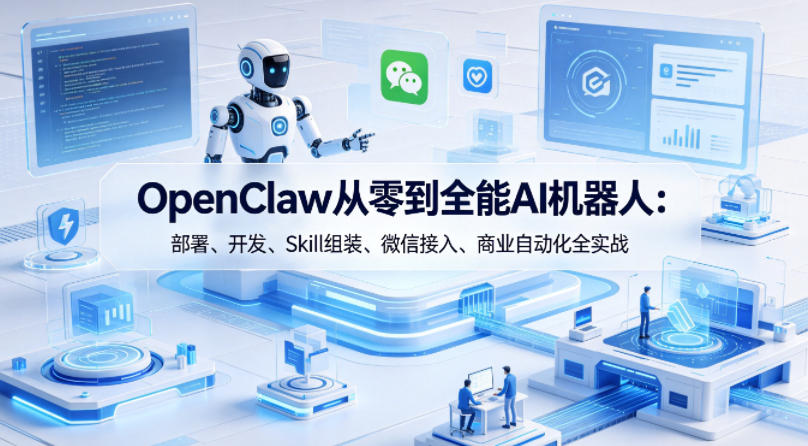 OpenClaw从零到全能AI机器人：部署、开发、Skill组装、微信接入、商业自动化全实战-52项目站