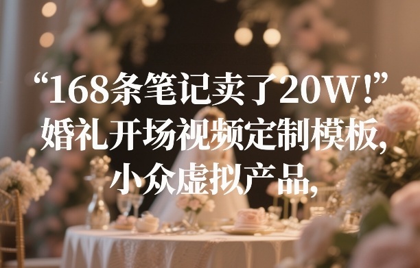 168条笔记卖了20W！婚礼开场视频定制模板，小众虚拟产品-52项目站