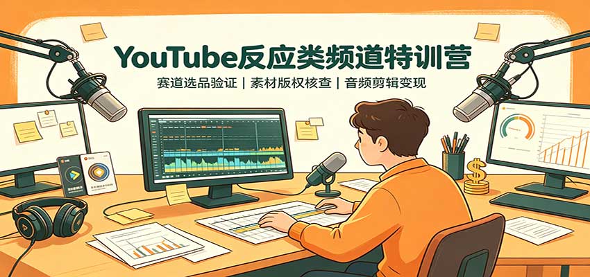 YouTube反应类频道特训营：赛道选品验证，素材版权核查，音频剪辑变现-52项目站