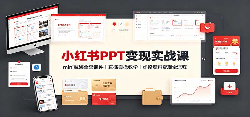 小红书PPT变现实战课：mini航海全套课件+直播实操教学，虚拟资料变现全流程-52项目站