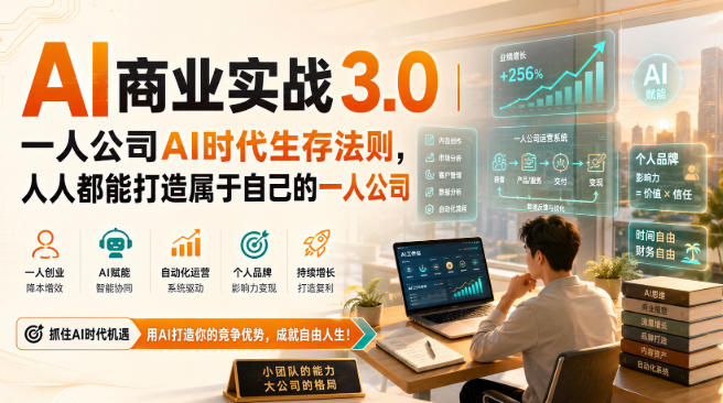 AI商业实战3.0｜一人公司AI时代生存法则，人人都能打造属于自己的一人公司-52项目站