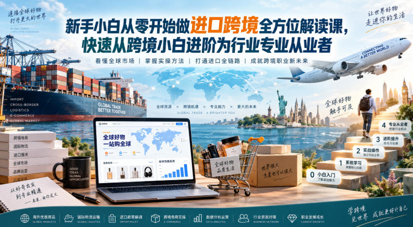 新手小白从零开始做进口跨境全方位解读课，快速从跨境小白进阶为行业专业从业者-52项目站