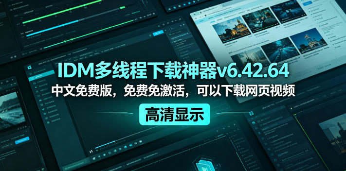 IDM多线程下载神器v6.42.64中文免费版,免费免激活,可以下载网页视频(例如飞书文档内的视频)-52项目站