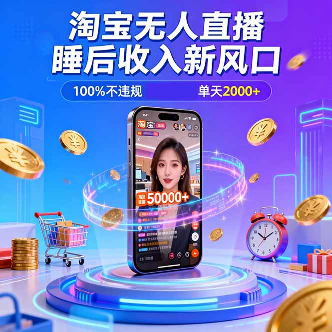 淘宝无人直播,不违规不封号,直播100小时卖了5万,年底旺季!-52项目站