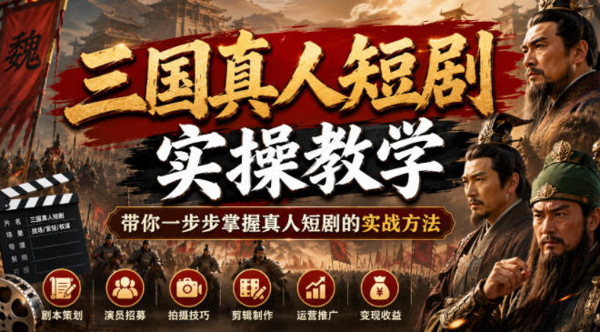 三国真人短剧实操教学，带你一步步掌握真人短剧的实战方法-52项目站