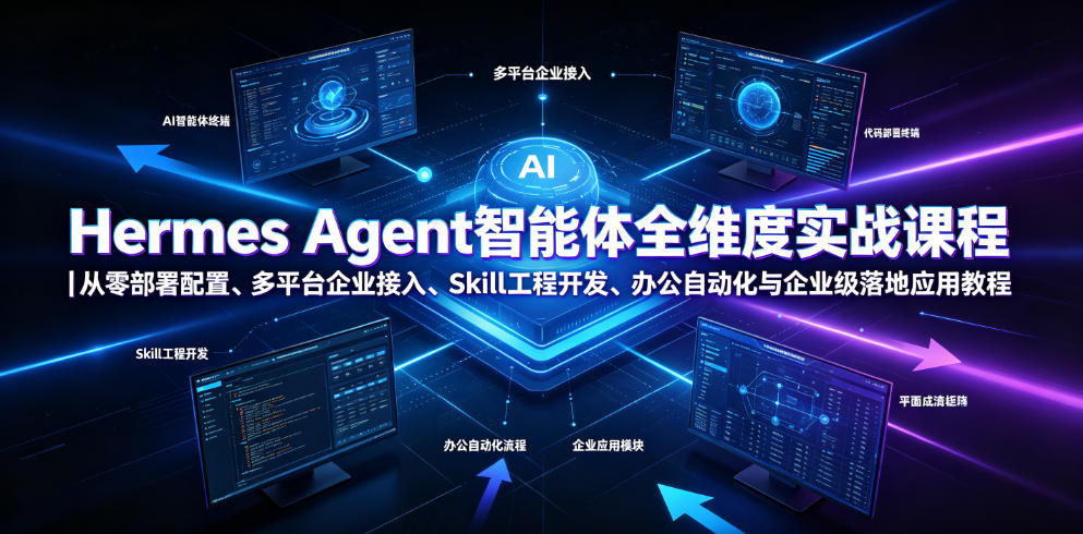 Hermes Agent智能体全维度实战课程|从零部署配置、多平台企业接入、Skill工程开发、办公自动化与企业级落地应用教程-52项目站