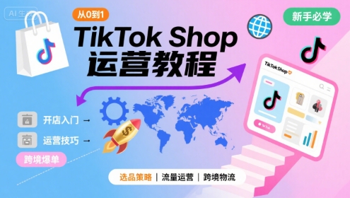 TikTok Shop从0到1运营教程，TikTok跨境电商新手必学课程-52项目站