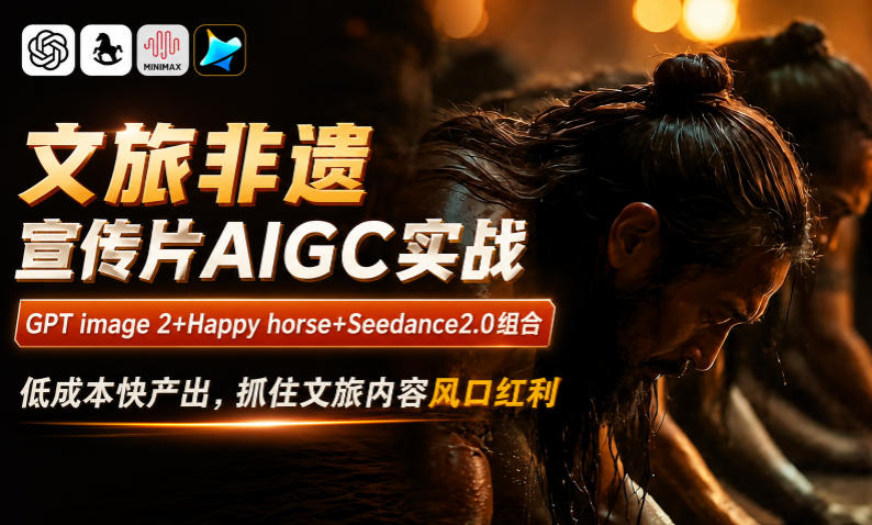 文旅非遗宣传片AIGC实战，GPT image 2+Happy horse+Seedance2.0组合，低成本快产出，抓住文旅内容风口红利-52项目站