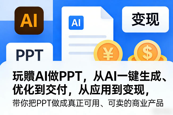 玩賺AI做PPT，从AI一键生成、优化到交付，从应用到变现，带你把PPT做成真正可用、可卖的商业产品(更新0421)-52项目站