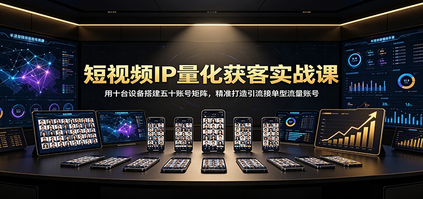短视频IP量化获客实战课：用十台设备搭建五十账号矩阵，精准打造引流接单型流量账号-52项目站