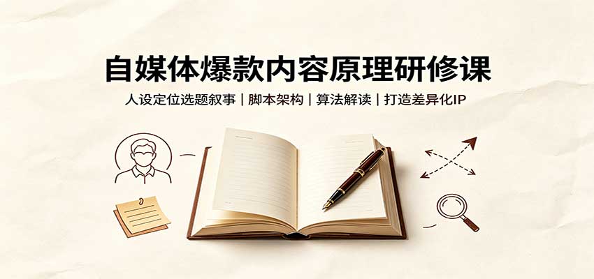 自媒体爆款内容原理研修课：人设定位选题叙事，脚本架构，算法解读打造差异化IP-52项目站