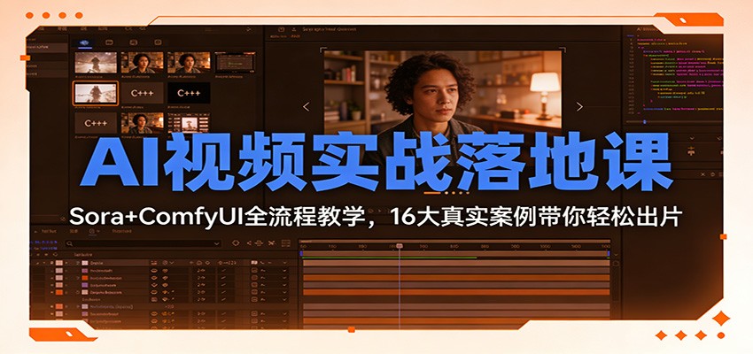 AI视频实战落地课:Sora+ComfyUI全流程教学,16大真实案例带你轻松出片-52项目站