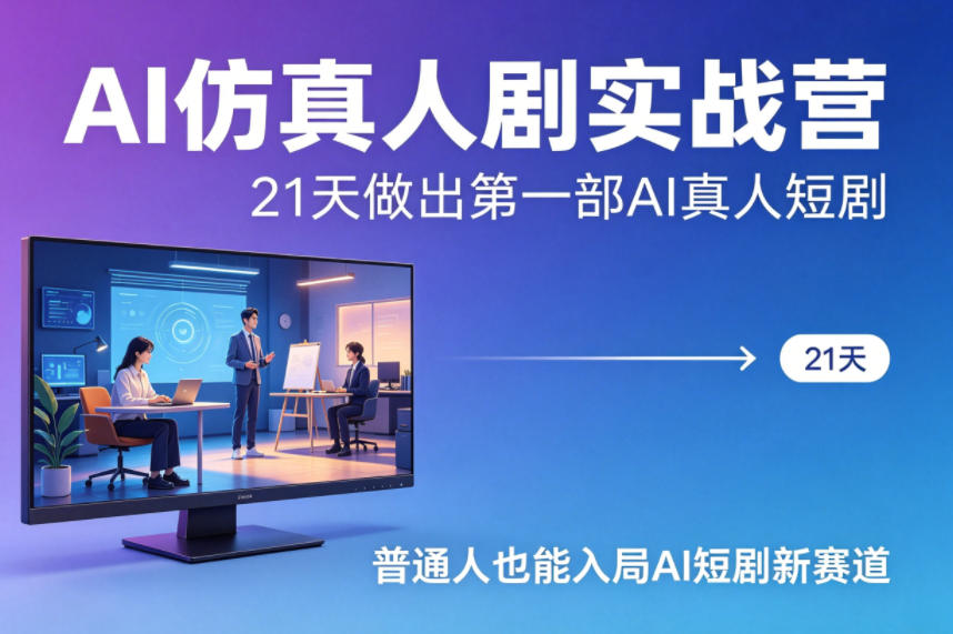 AI仿真人剧实战营，21天做出第一部AI真人短剧，普通人也能入局AI短剧新赛道(更新)-52项目站